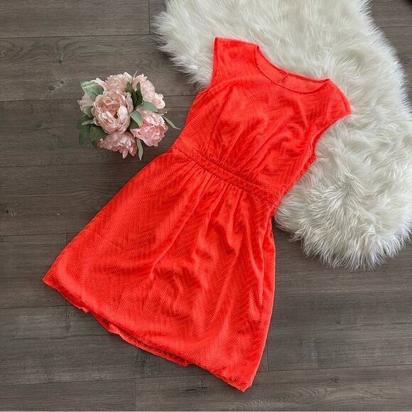 New J. Crew Swiss Dot Orange Cap Sleeve Fit & Flare Dress 4 - Picture 2 of 9